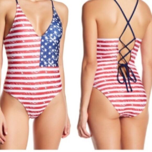 Marilyn Monroe US Flag One Piece Swimsuit - Picture 1 of 4